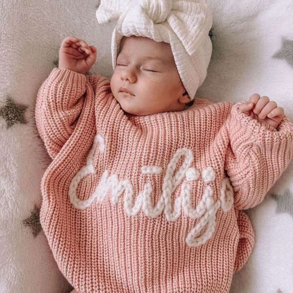 Image of Personalized Kids Sweater With Hand-Embroidered Name