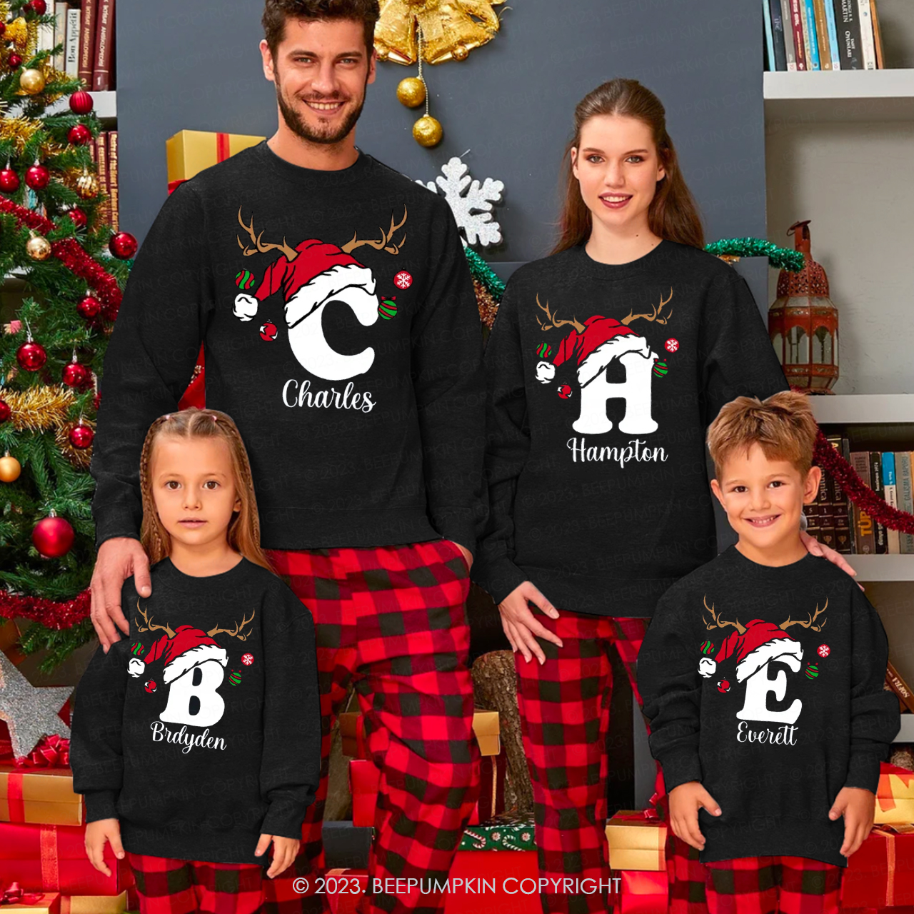 Personalized Christmas Alphabet Family Matching Sweatshirts