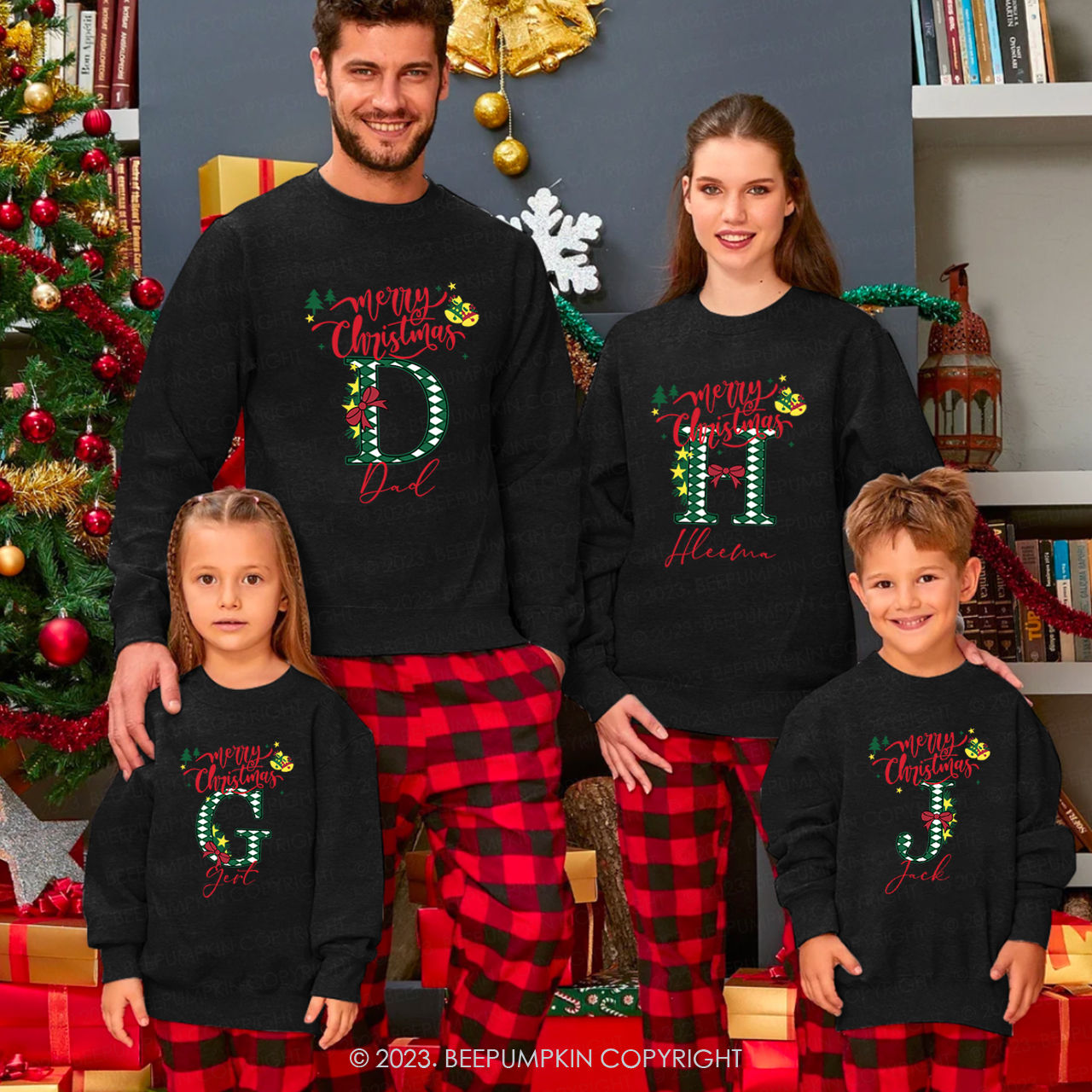 Personalized Christmas Alphabet Family Sweatshirts