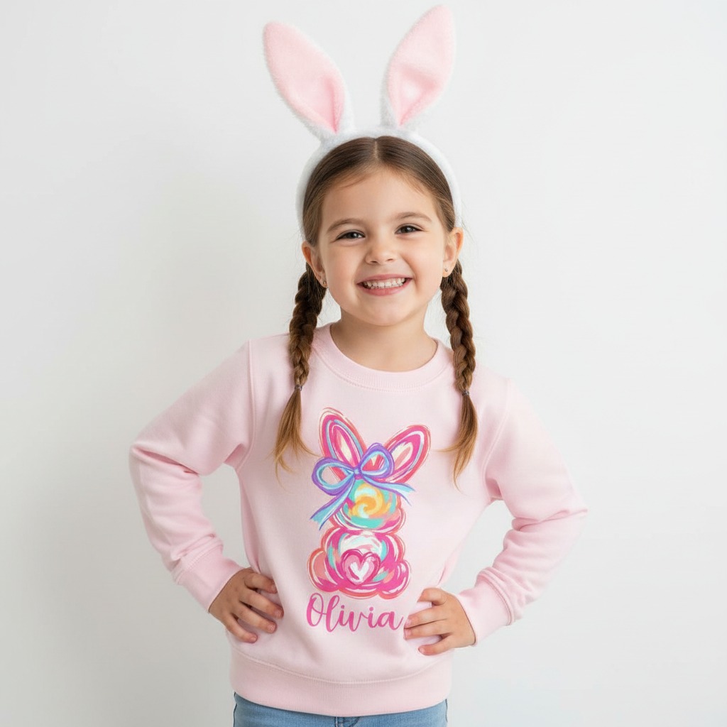 Personalized Girl Name Easter Bunny Kid's Sweatshirt