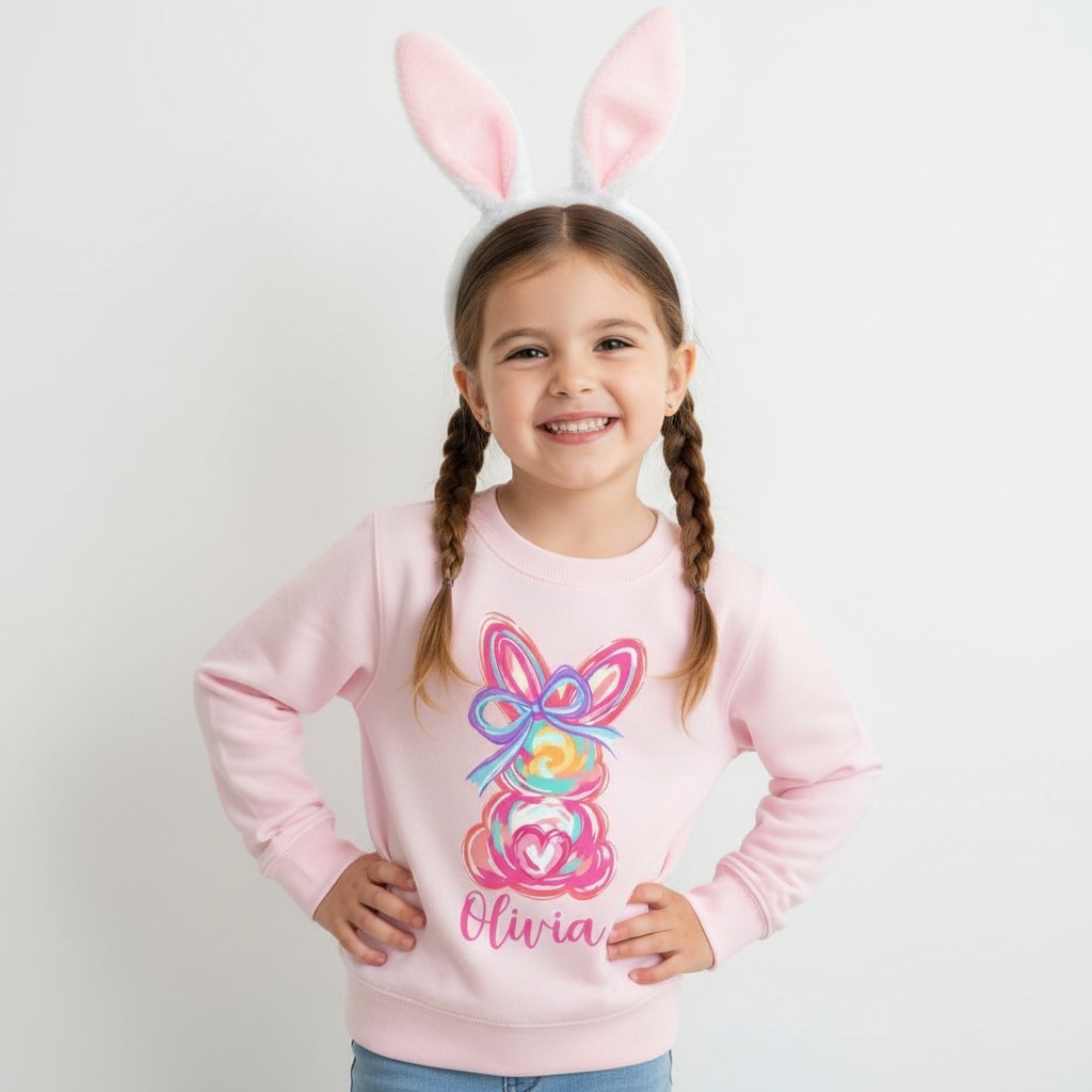 Personalized Girl Name Easter Bunny Kid's Sweatshirt Sale-Beepumpkin™