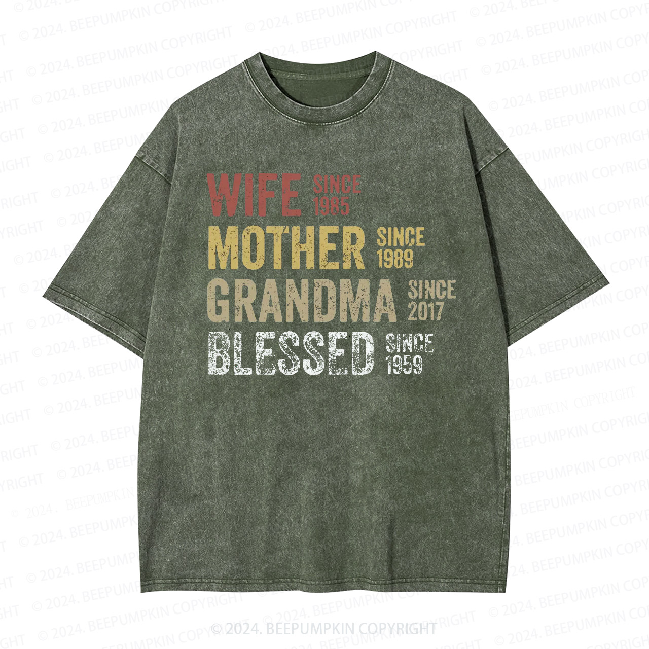 Personalized GrandmaBlessed Grandparents Washed T-Shirts 