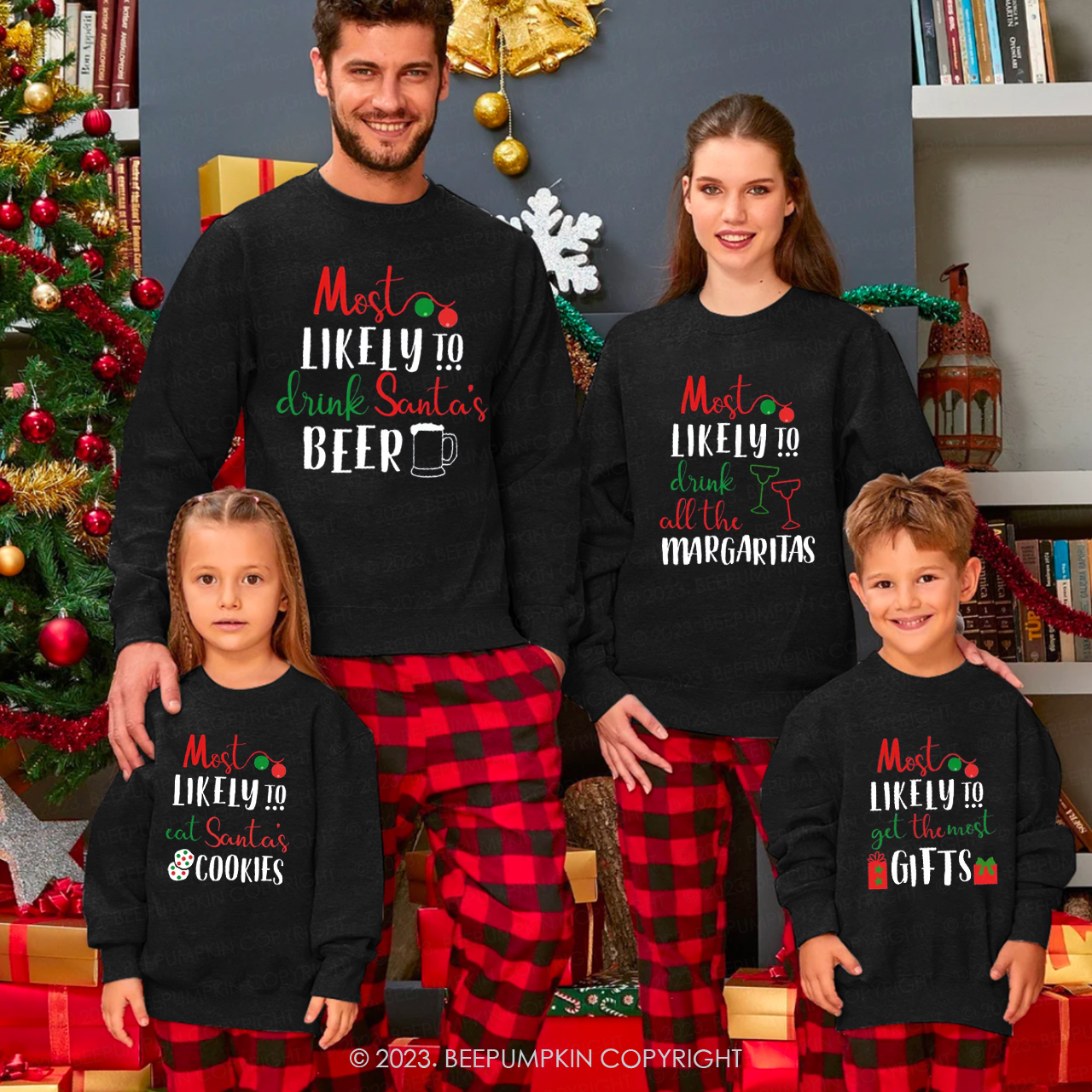 Personalized Most Likely To Christmas Funny Matching Sweatshirts