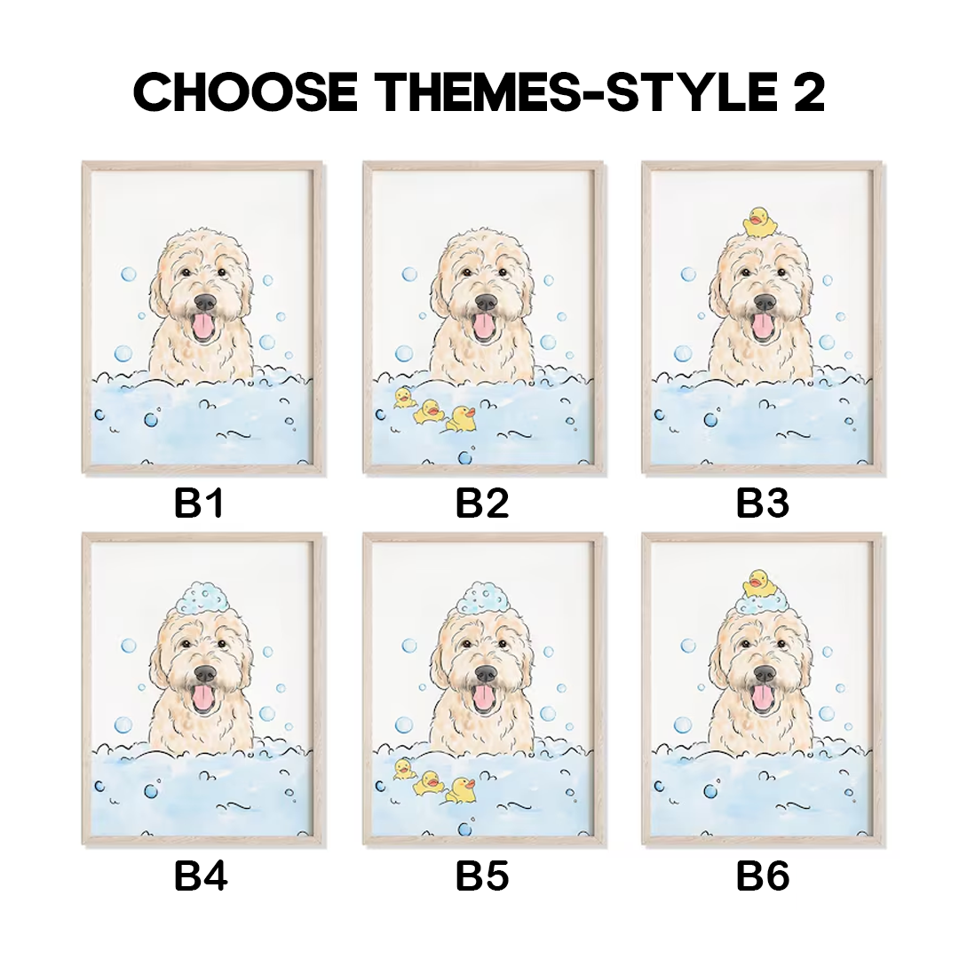 Personalized Funny Pet Portrait Bathroom Digital Nursery Wall Art