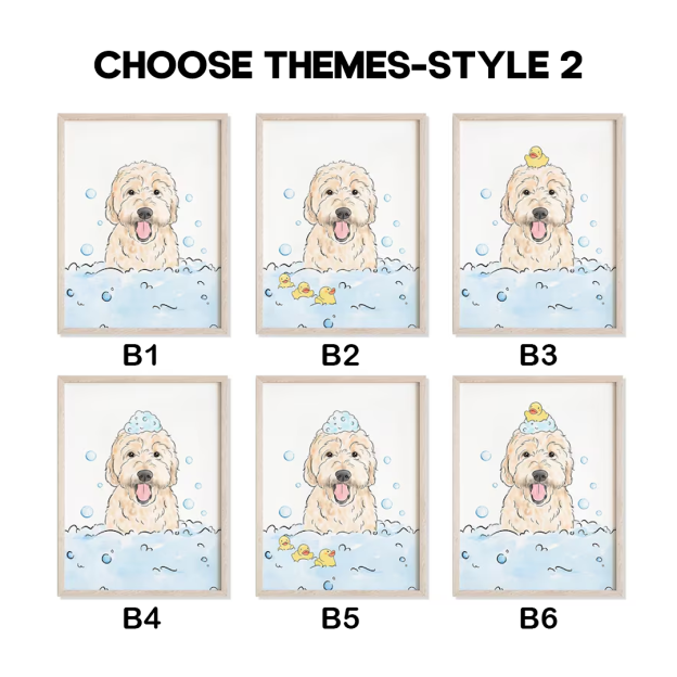 Personalized Funny Pet Portrait Bathroom Digital Nursery Wall Art