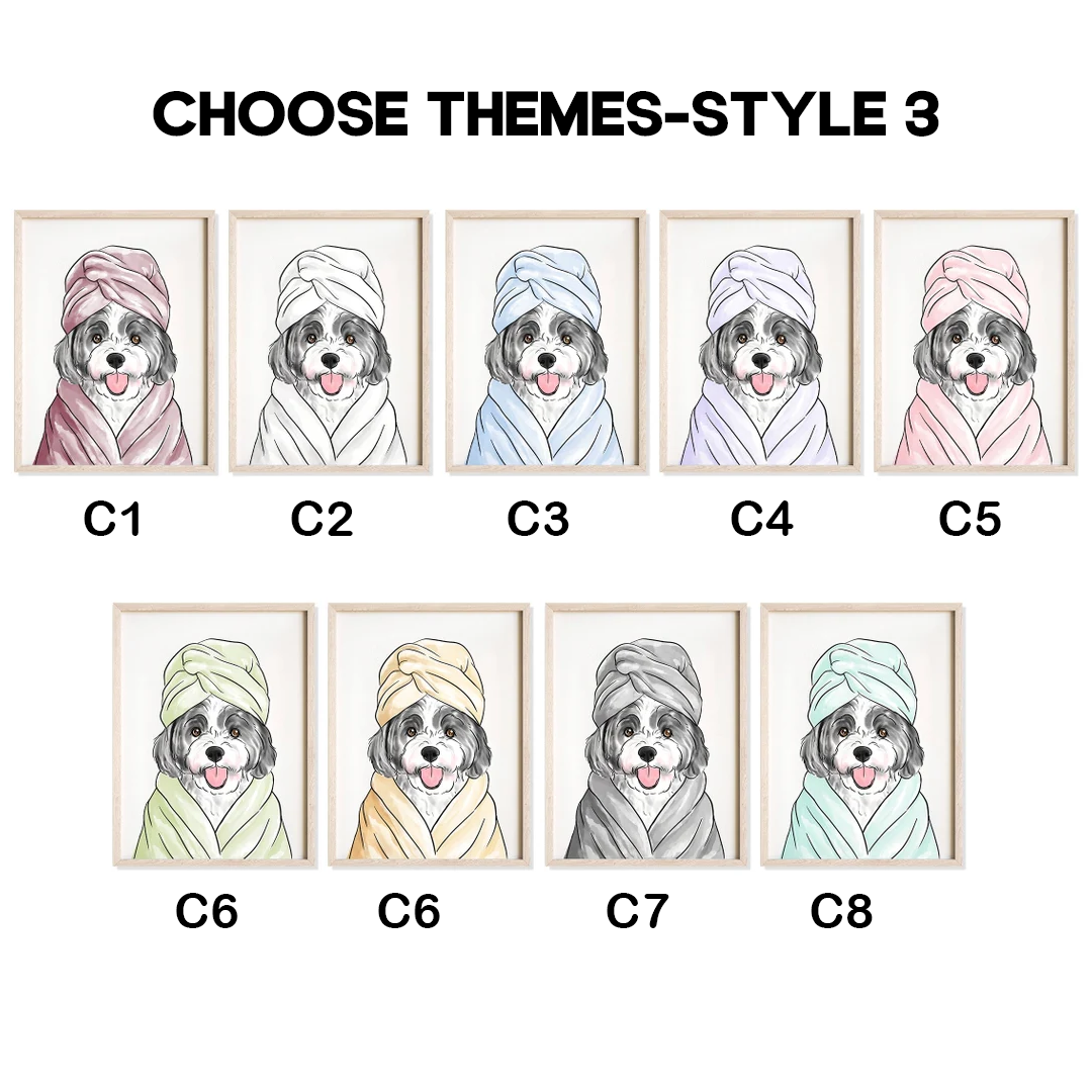 Personalized Funny Pet Portrait Bathroom Digital Nursery Wall Art