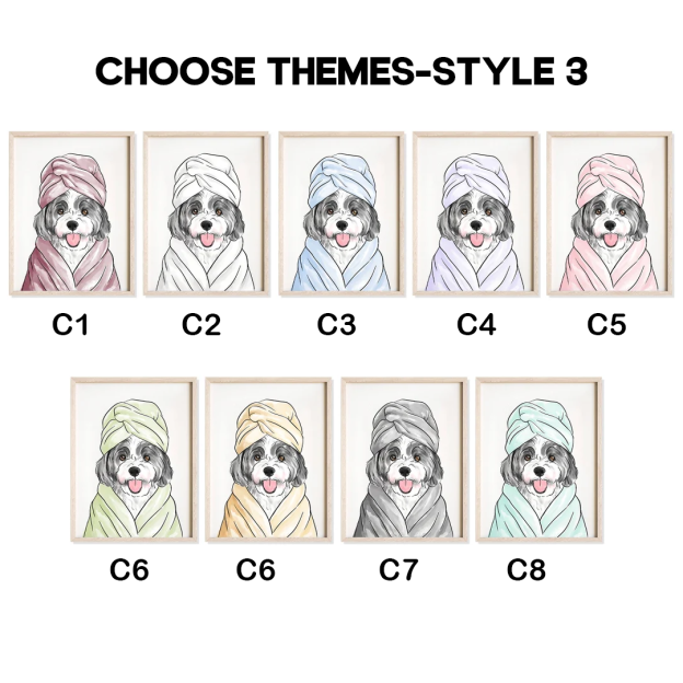 Personalized Funny Pet Portrait Bathroom Digital Nursery Wall Art