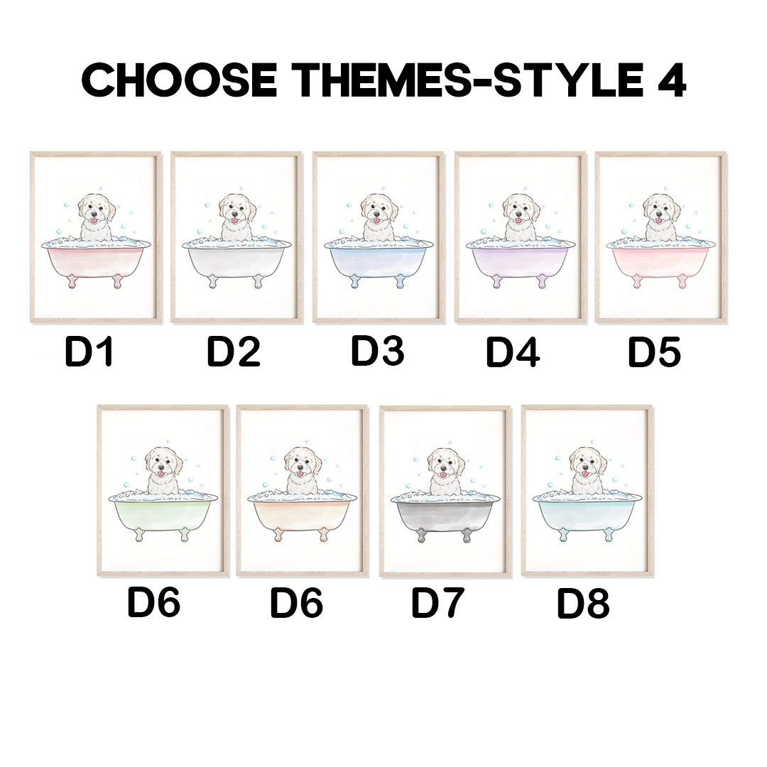 Personalized Funny Pet Portrait Bathroom Digital Nursery Wall Art