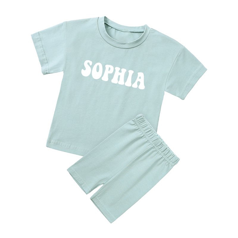 Personalized Toddler Girls Biker Shorts&Tee