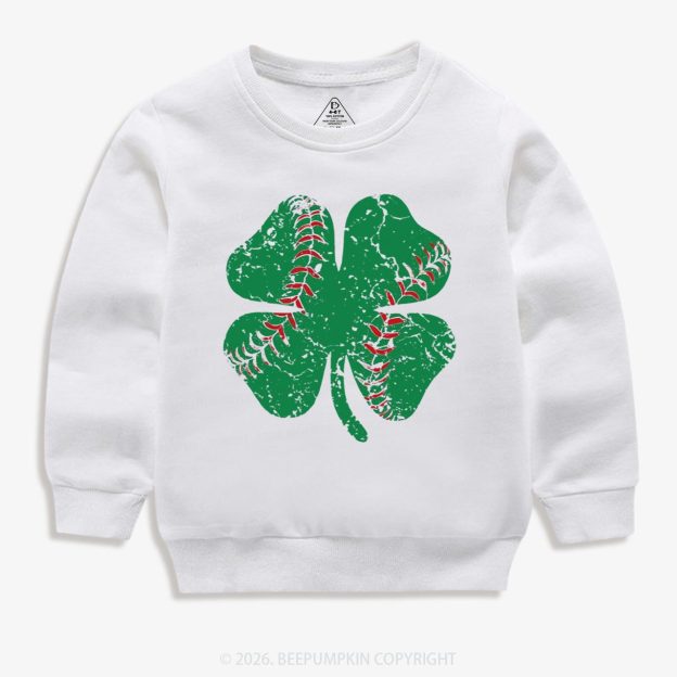 Baseball Shamrock St Patrick's Day Kid's Sweatshirt