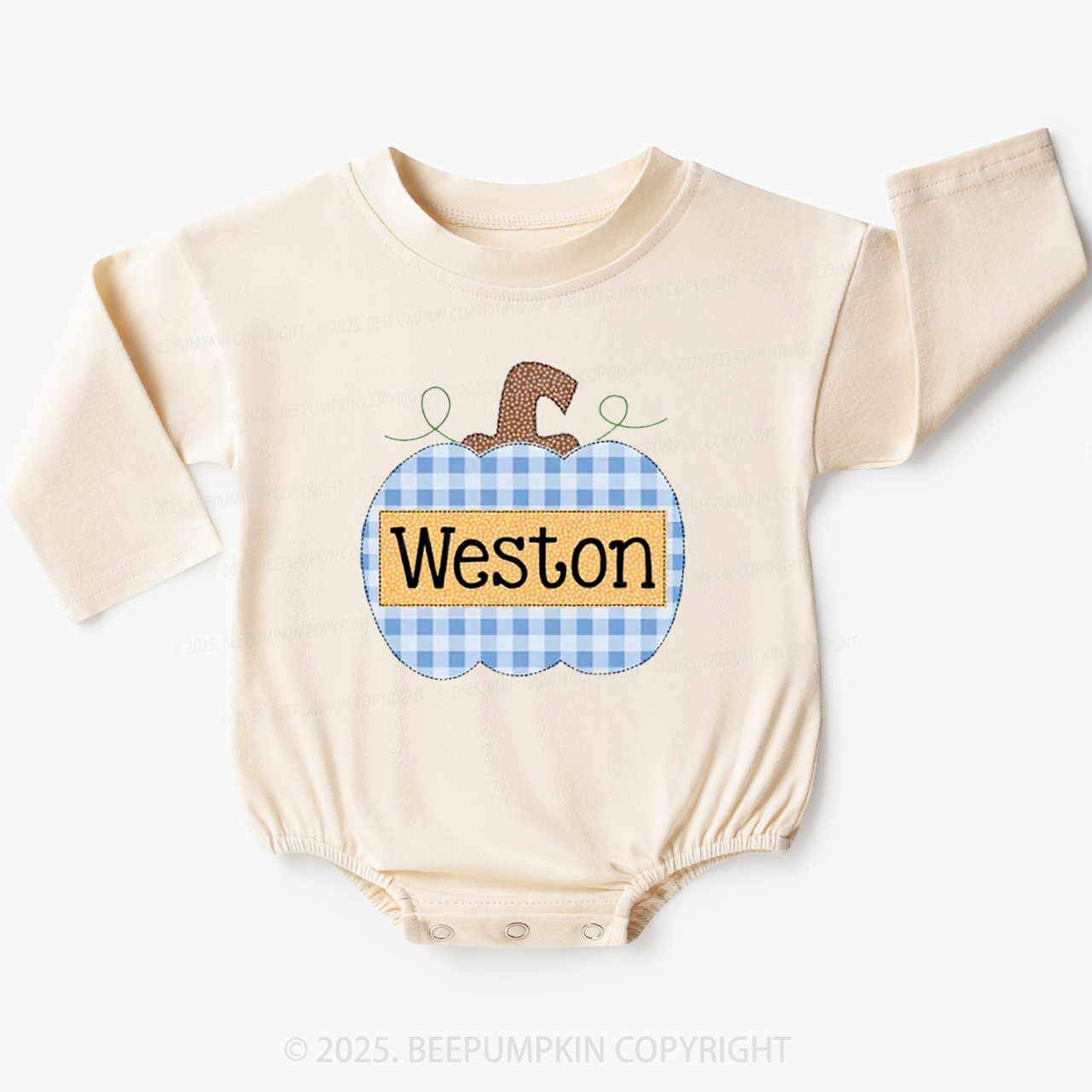 Personalized Lattice Pumpkin Name Baby Bubble Romper Beepumpkin