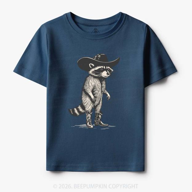 Funny Western Raccoon Cowboy Toddler&Kid's Tees