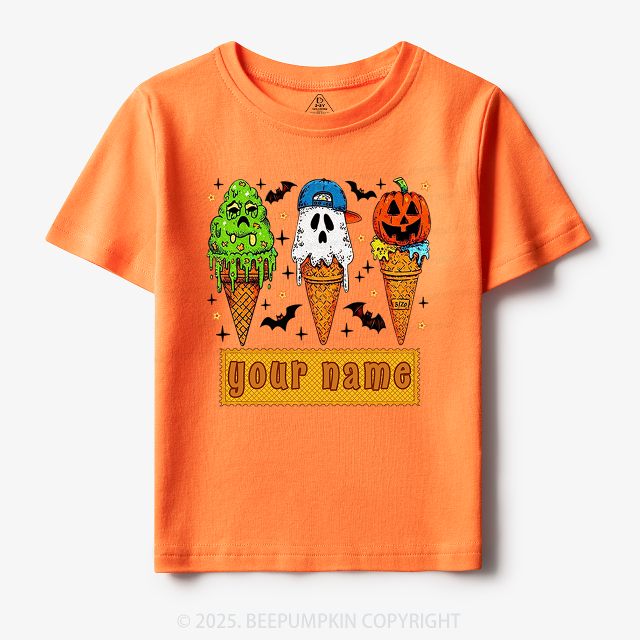 Personalized Name Halloween Spooky Scoops Toddler&Kid's Tees Beepumpkin