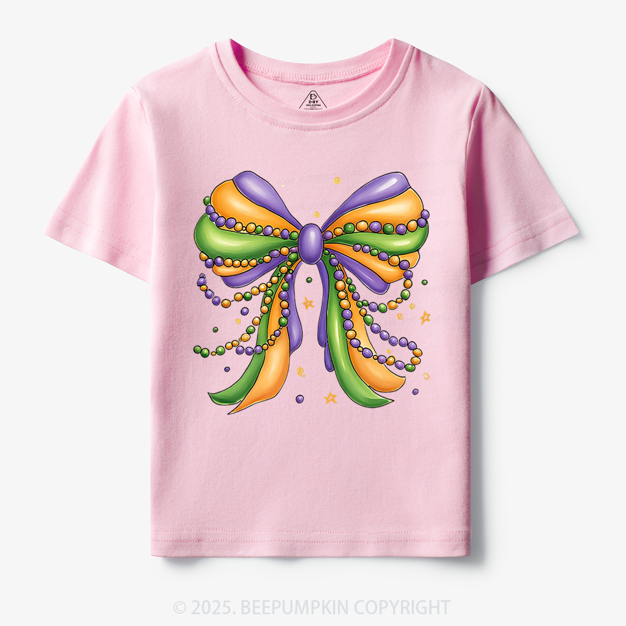 Mardi Gras Ribbon Bow Toddler&Kid's Tees Beepumpkin