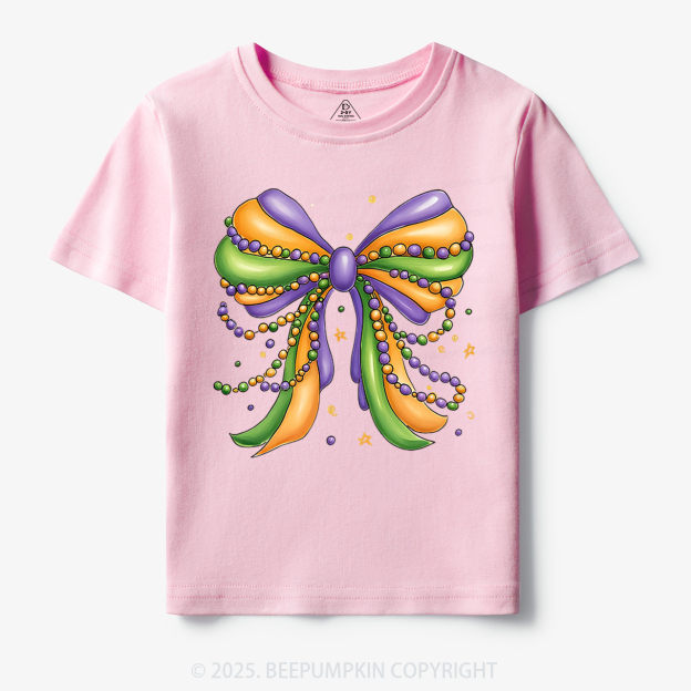 Mardi Gras Ribbon Bow Toddler&Kid's Tees Beepumpkin