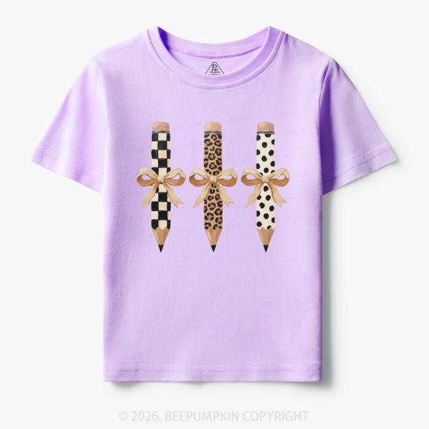 Brushstroke Pencil Bow Preppy Toddler&Kid's Tees