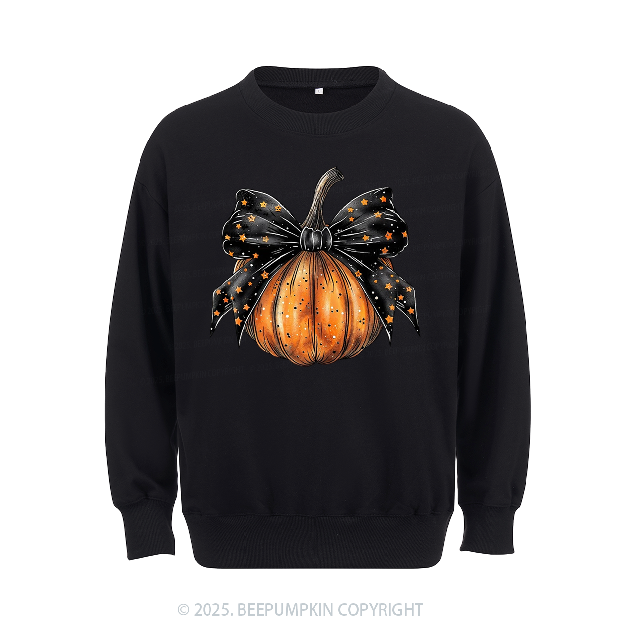 Stars Bow Halloween Sweatshirt Beepumpkin