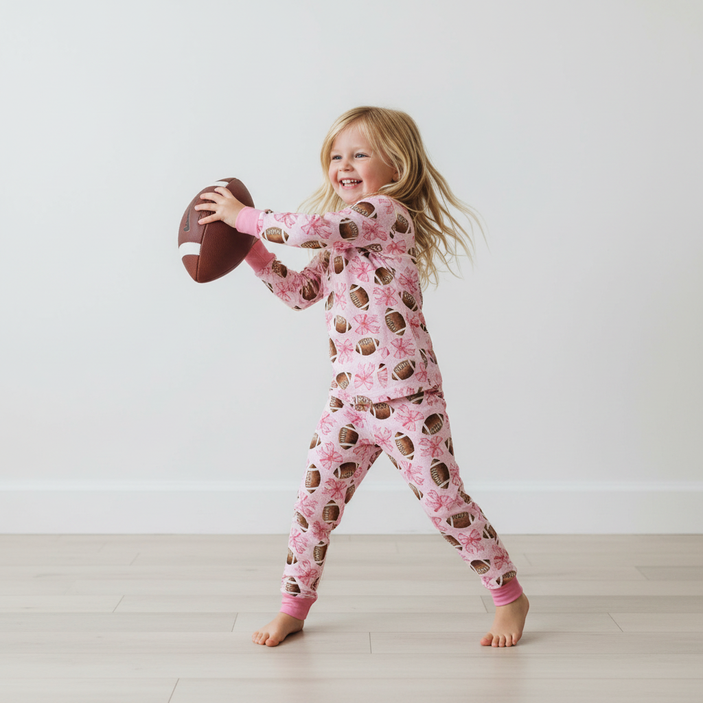 Sporty Sweetheart Two-Piece Pajama Set For Kids