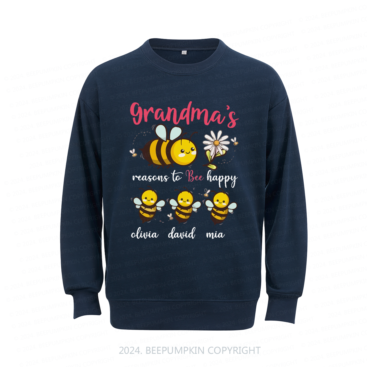 Personalized Grandma Bee Family Sweatshirt