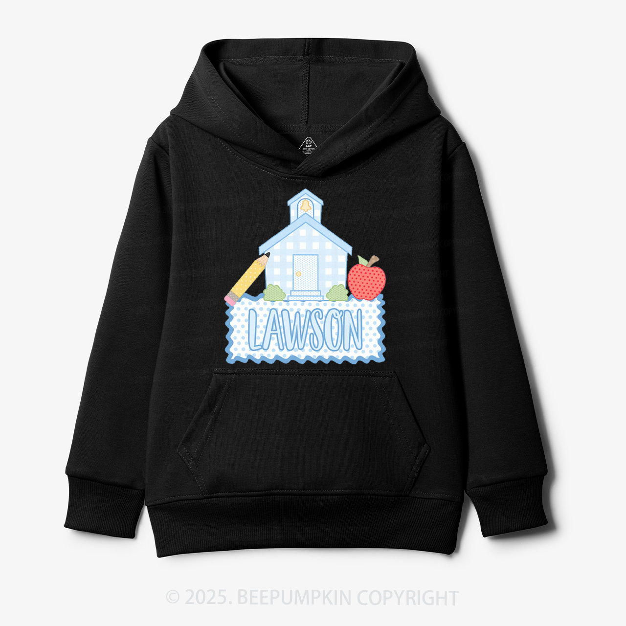 Personalized Blue Schoolhouse Kid's Hoodies Beepumpkin