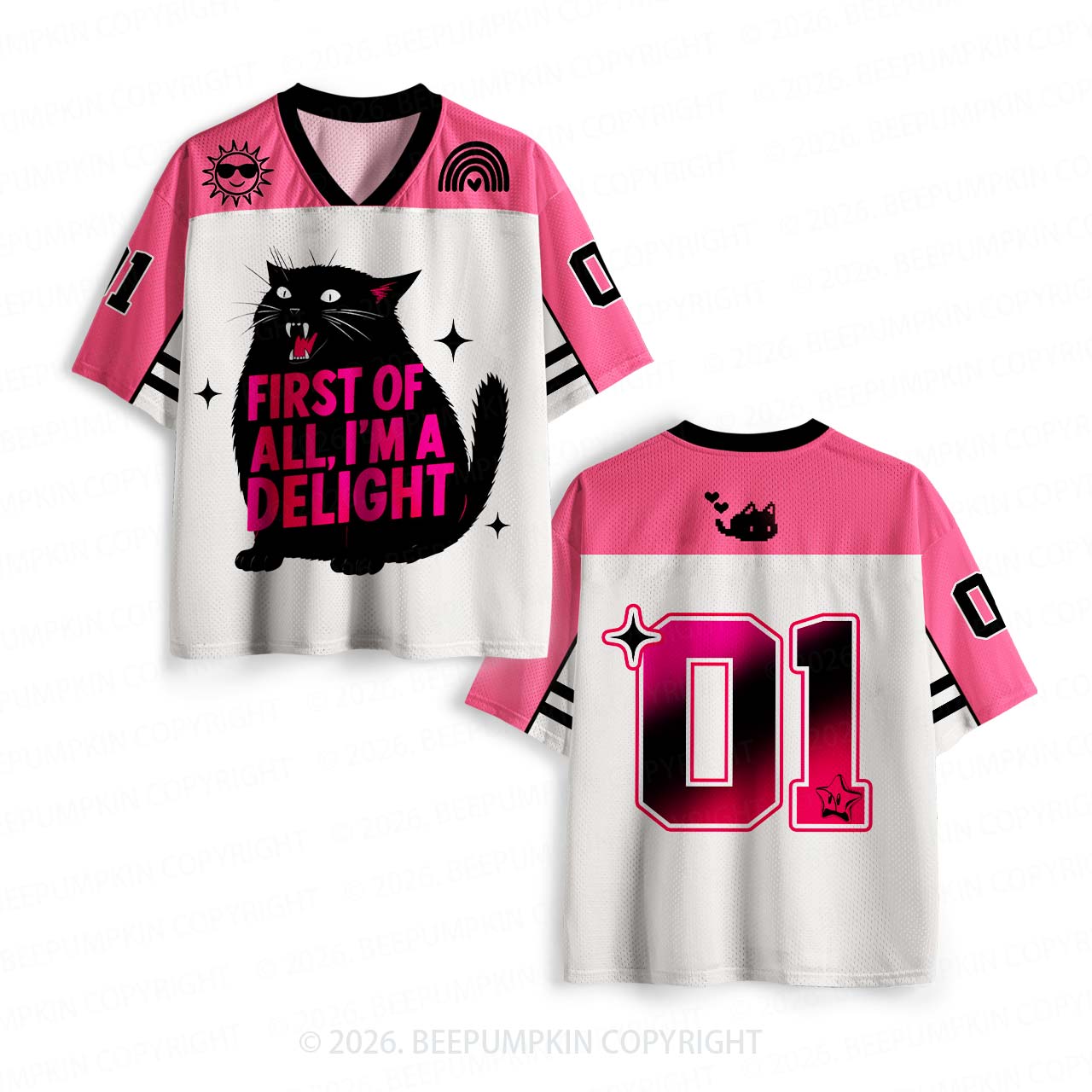 First of All I'm a Delight Black Cat Toddler&Kid's Sport Jersey