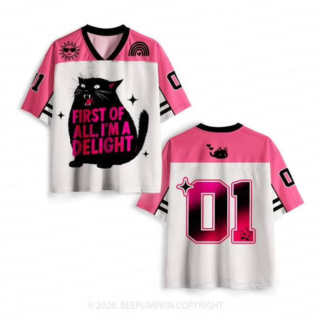 First of All I'm a Delight Black Cat Toddler&Kid's Sport Jersey