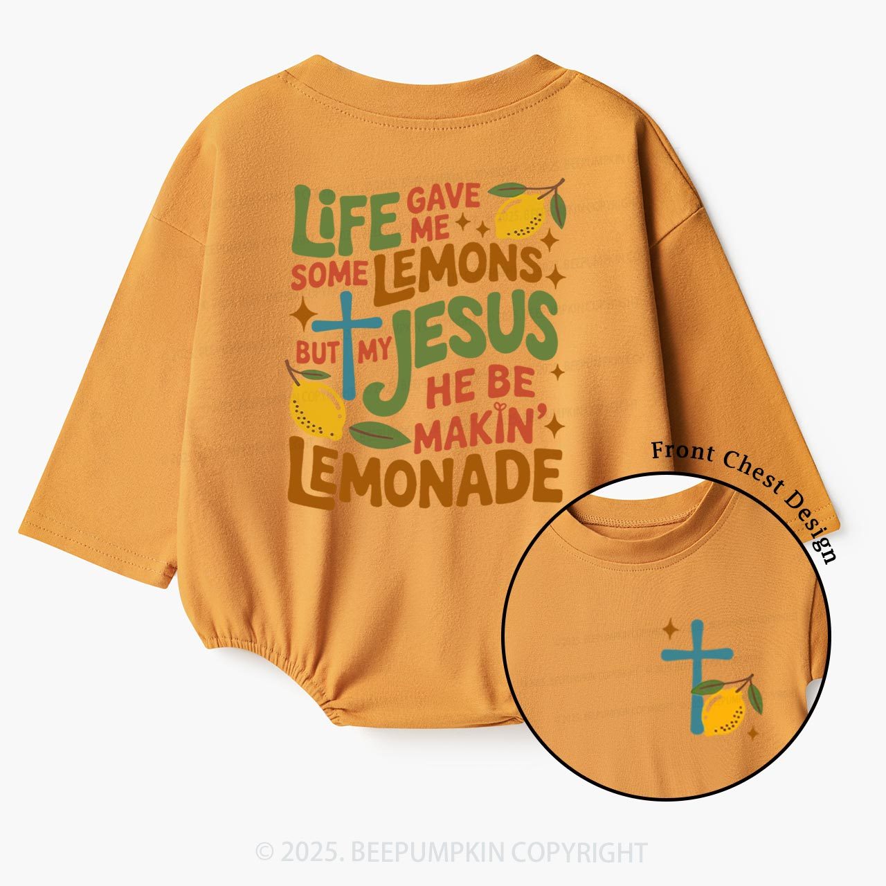 Life Gave Me Lemons But My Jesus Made Lemonade Baby Bubble Romper Beepumpkin