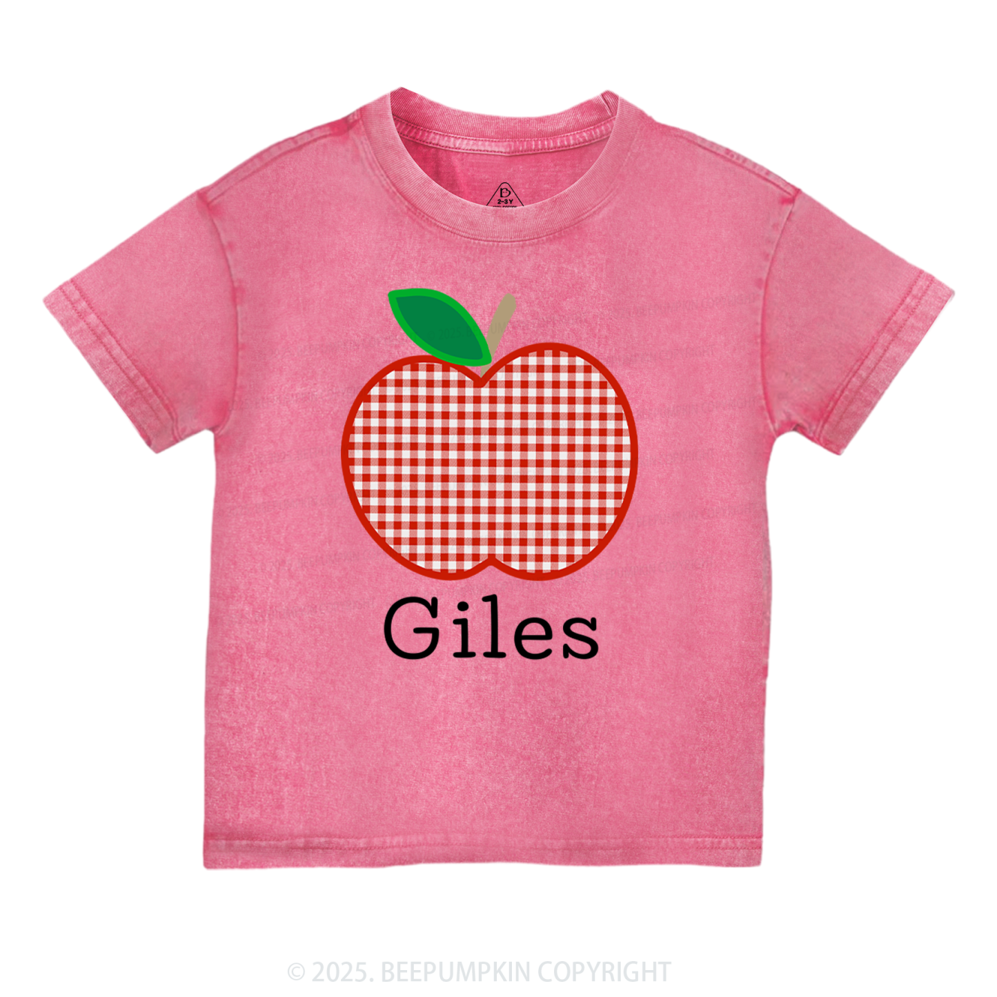 Personalized Red Apple Toddler&Kids Washed Tees