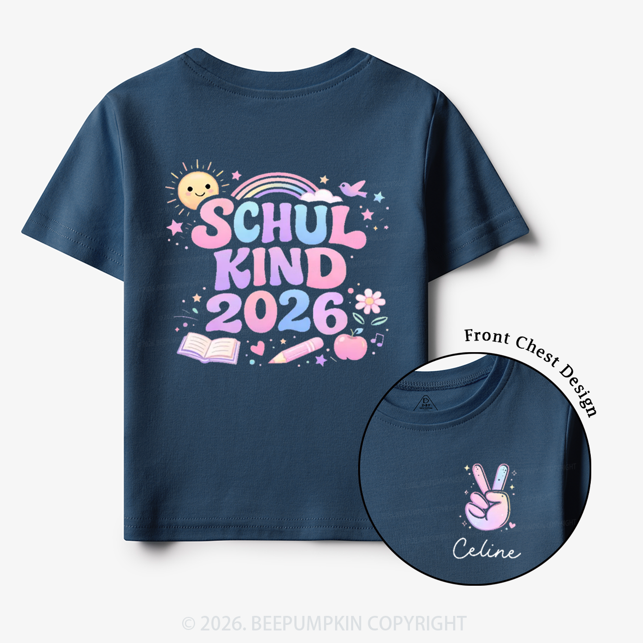 Personalized School Kid 2026 Peace & Sunshine Toddler&Kid's Shirts