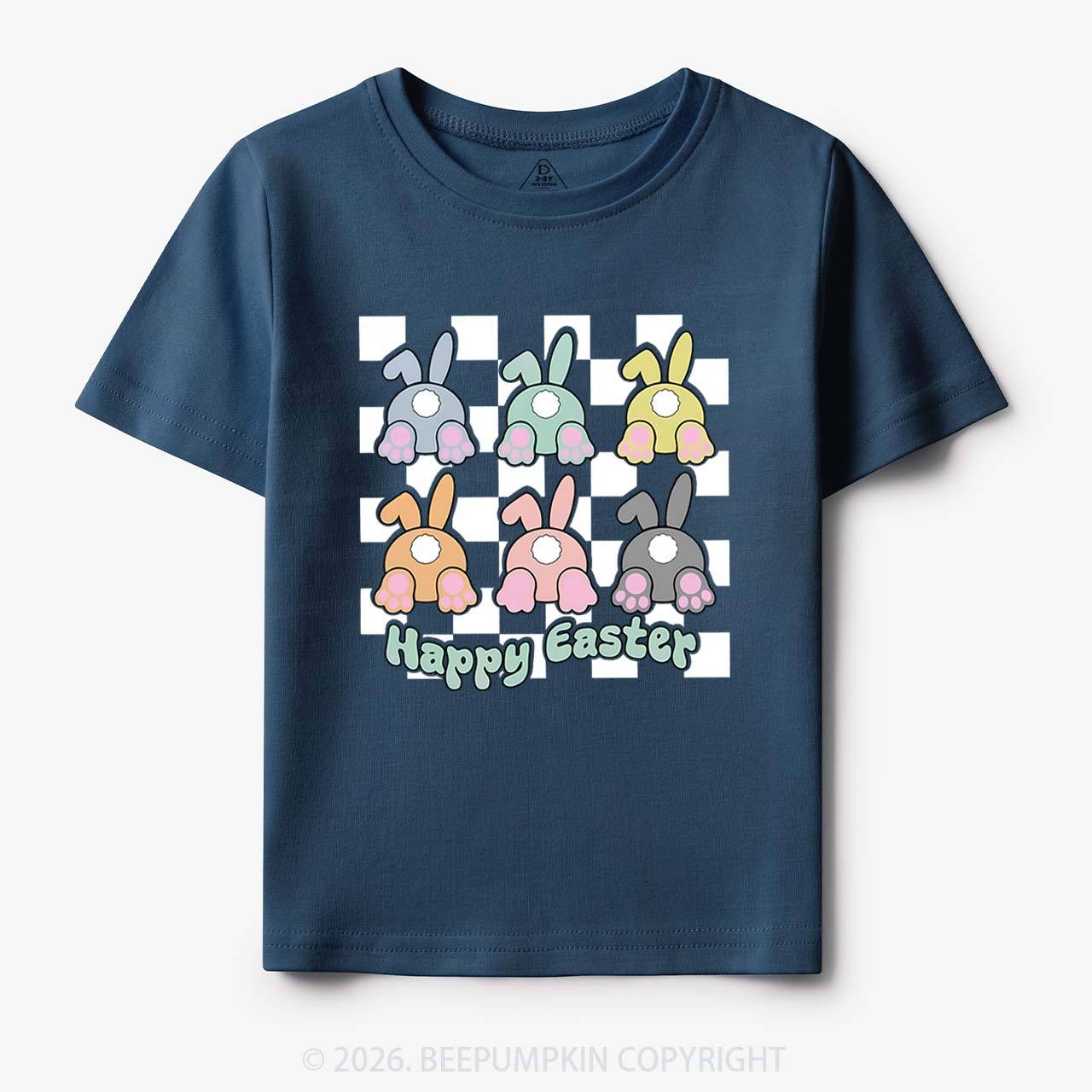 Happy Easter Bunnies Checkered Toddler&Kid's Tees