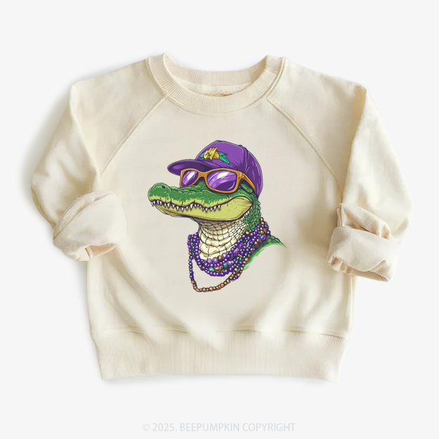 Alligator Mardi Gras Kid's Sweatshirt