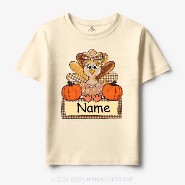 Personalized Fall Turkey Name Thanksgiving Toddler&Kid's Tees Beepumpkin