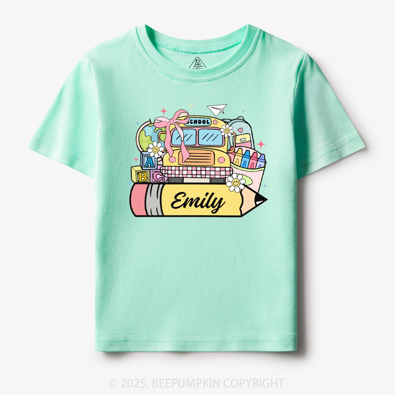 Personalized Kid Name School Bus Toddler&Kid's Tees Beepumpkin