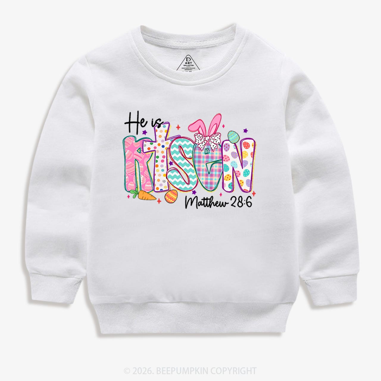 He Is Risen Christian Easter Kid's Sweatshirt