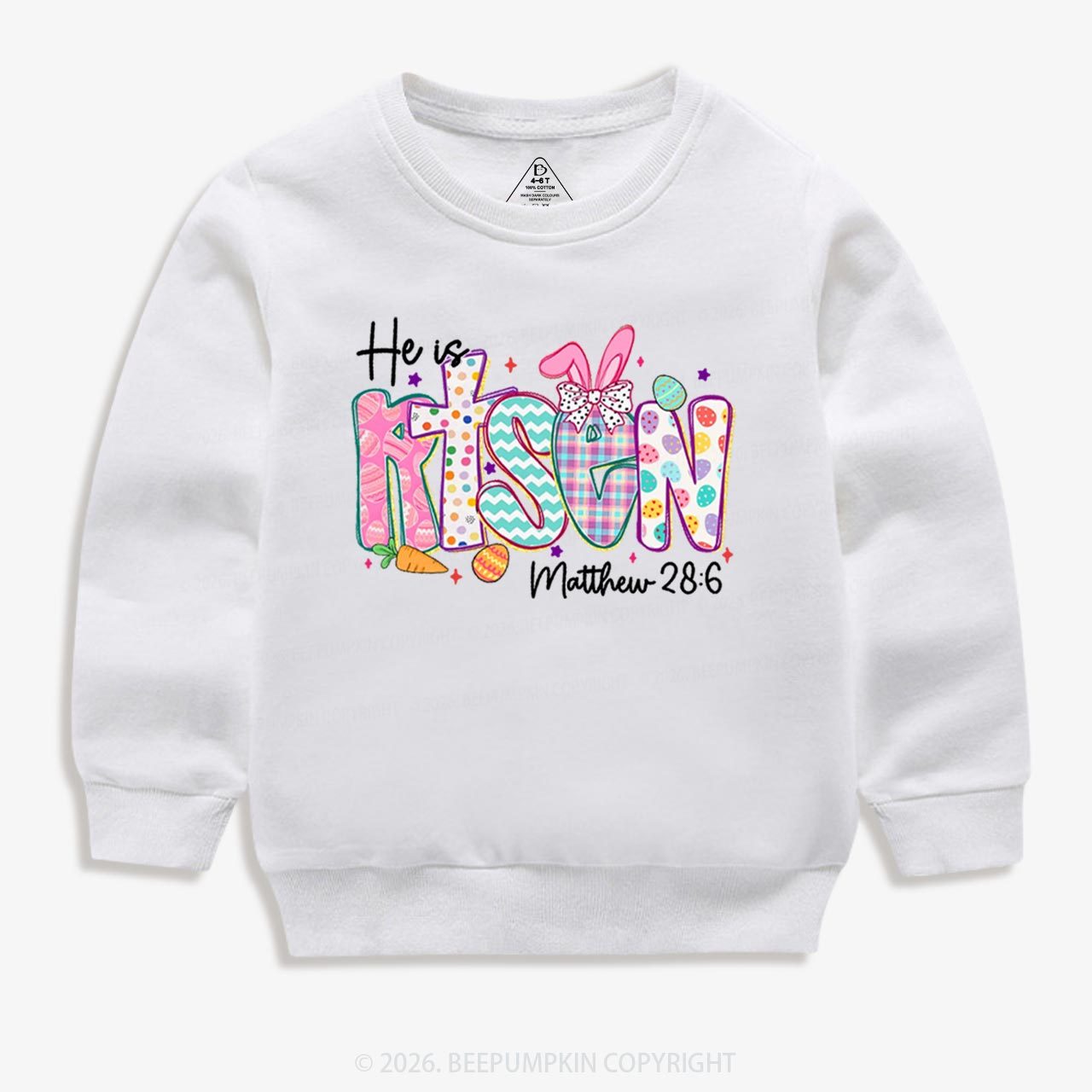 He Is Risen Christian Easter Kid's Sweatshirt
