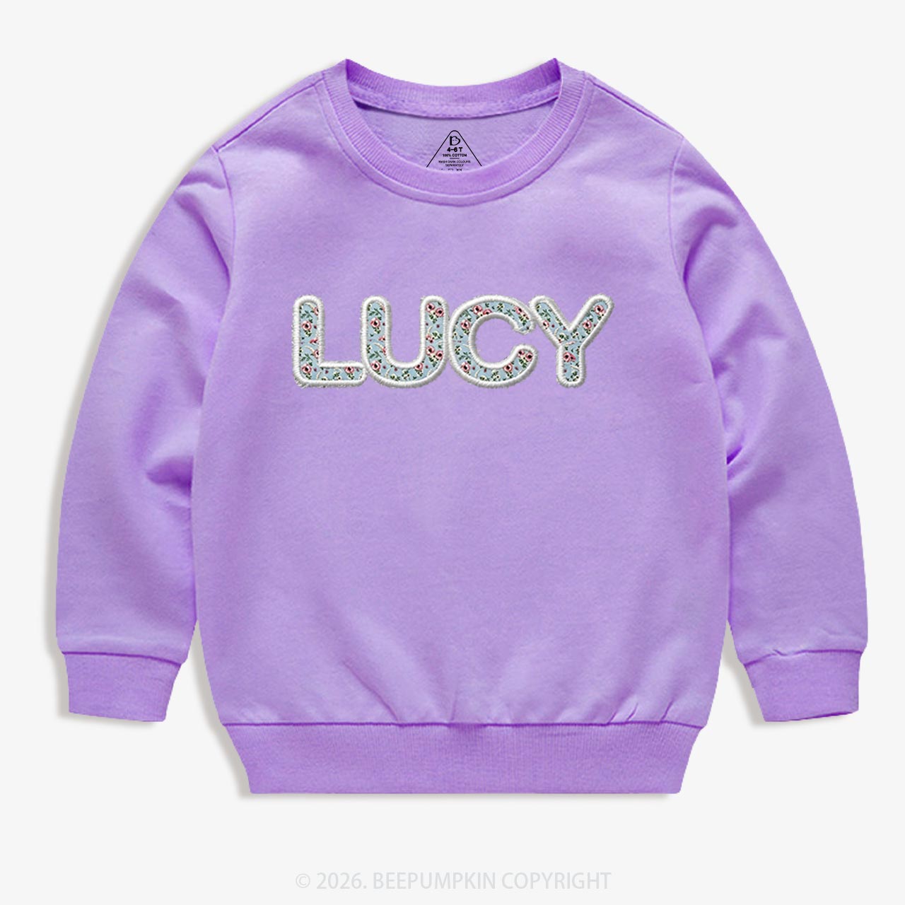 Personalized Vintage Blue Rose Applique Toddler&Kid's Sweatshirt
