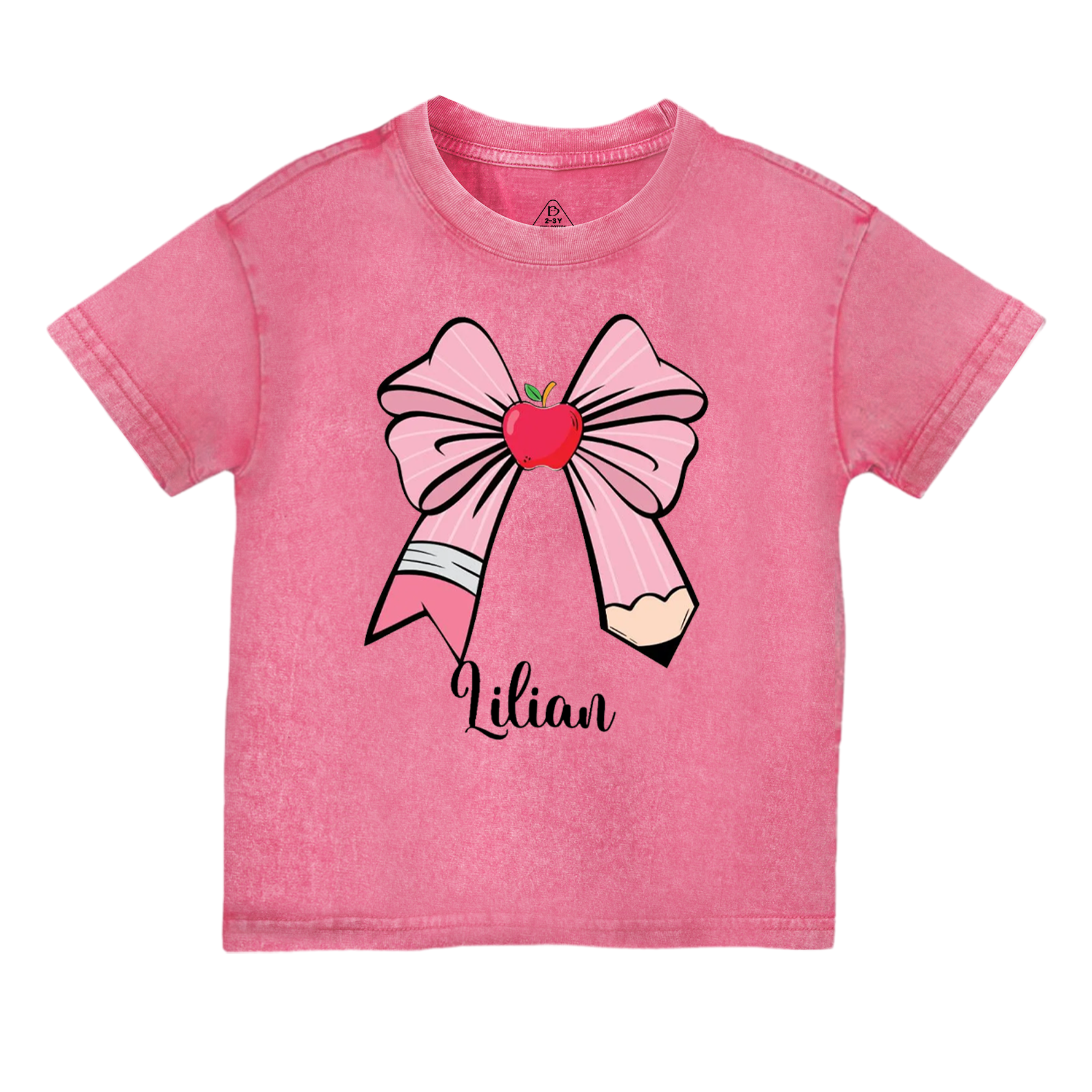Personalized Bow Name Back To School Toddler&Kids Washed Tees