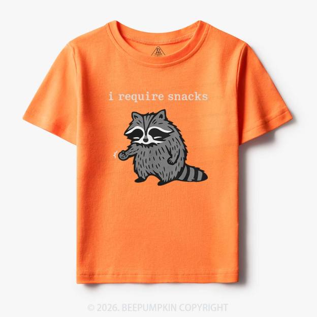 I Require Snacks Raccoon Toddler&Kid's Tees