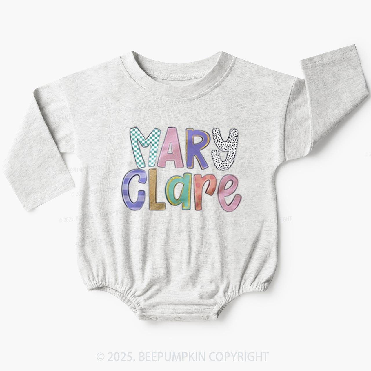 Personalized Colorful Identity Baby Bubble Romper Beepumpkin