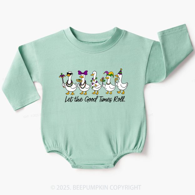 Silly Goose Mardi Gras Baby Bubble Romper Beepumpkin