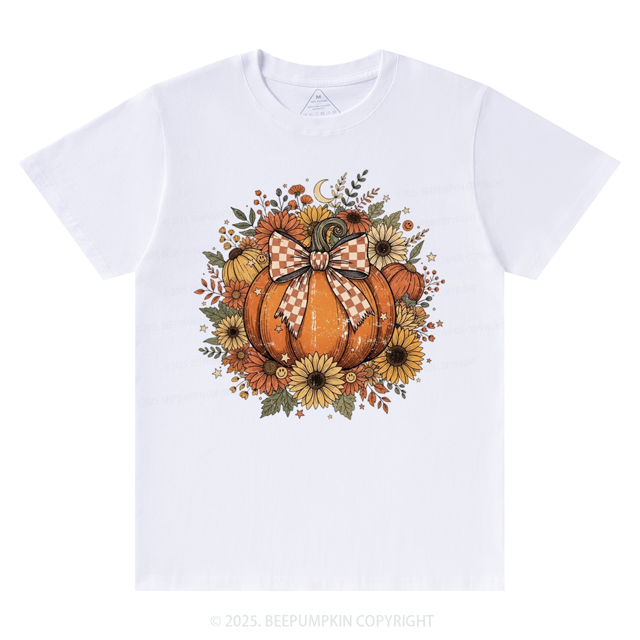 Fall Coquette Boho Floral Pumpkin Bow T-Shirts Beepumpkin