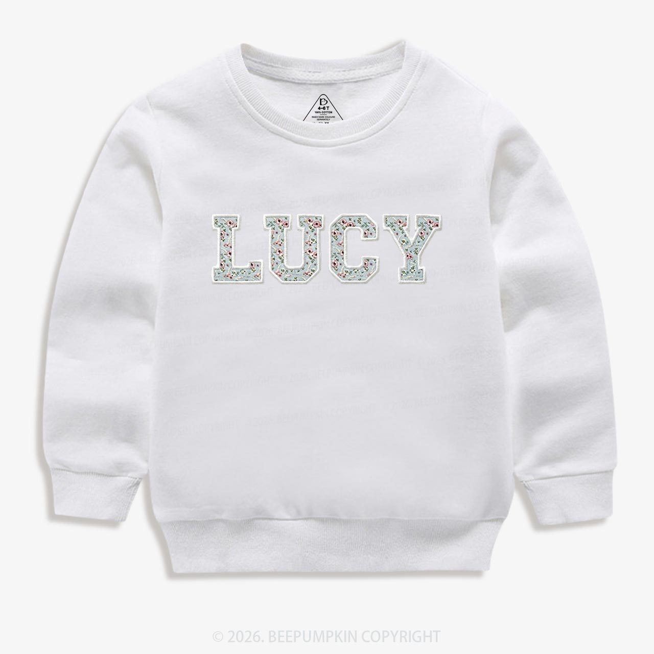 Personalized Vintage Blue Rose Applique Toddler&Kid's Sweatshirt