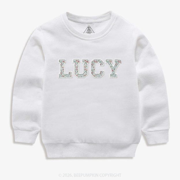 Personalized Vintage Blue Rose Applique Toddler&Kid's Sweatshirt
