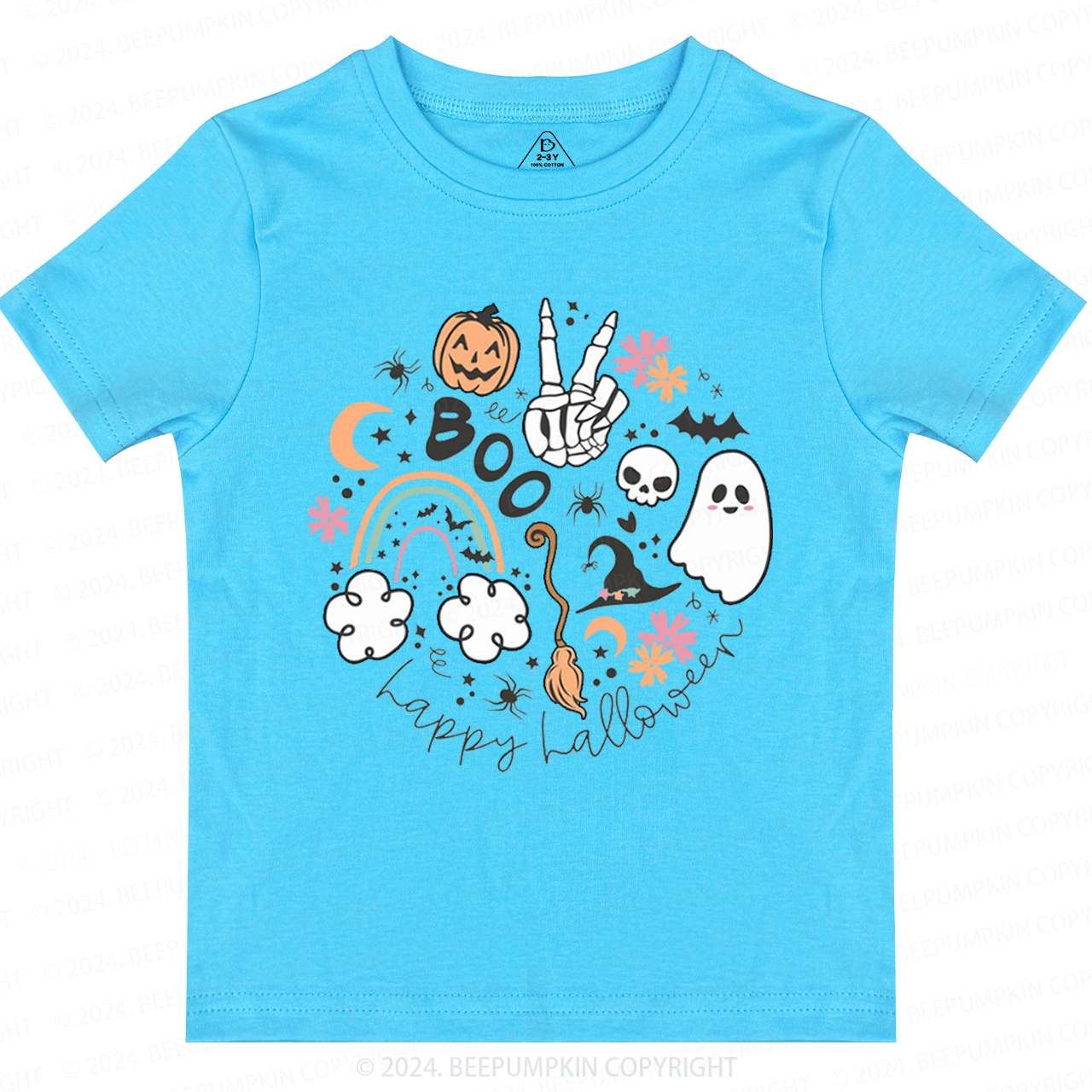 Happy Halloween Boo Groovy Skeleton Toddler&Kids Tees 