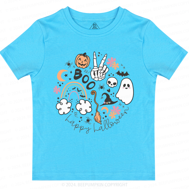 Happy Halloween Boo Groovy Skeleton Toddler&Kids Tees 