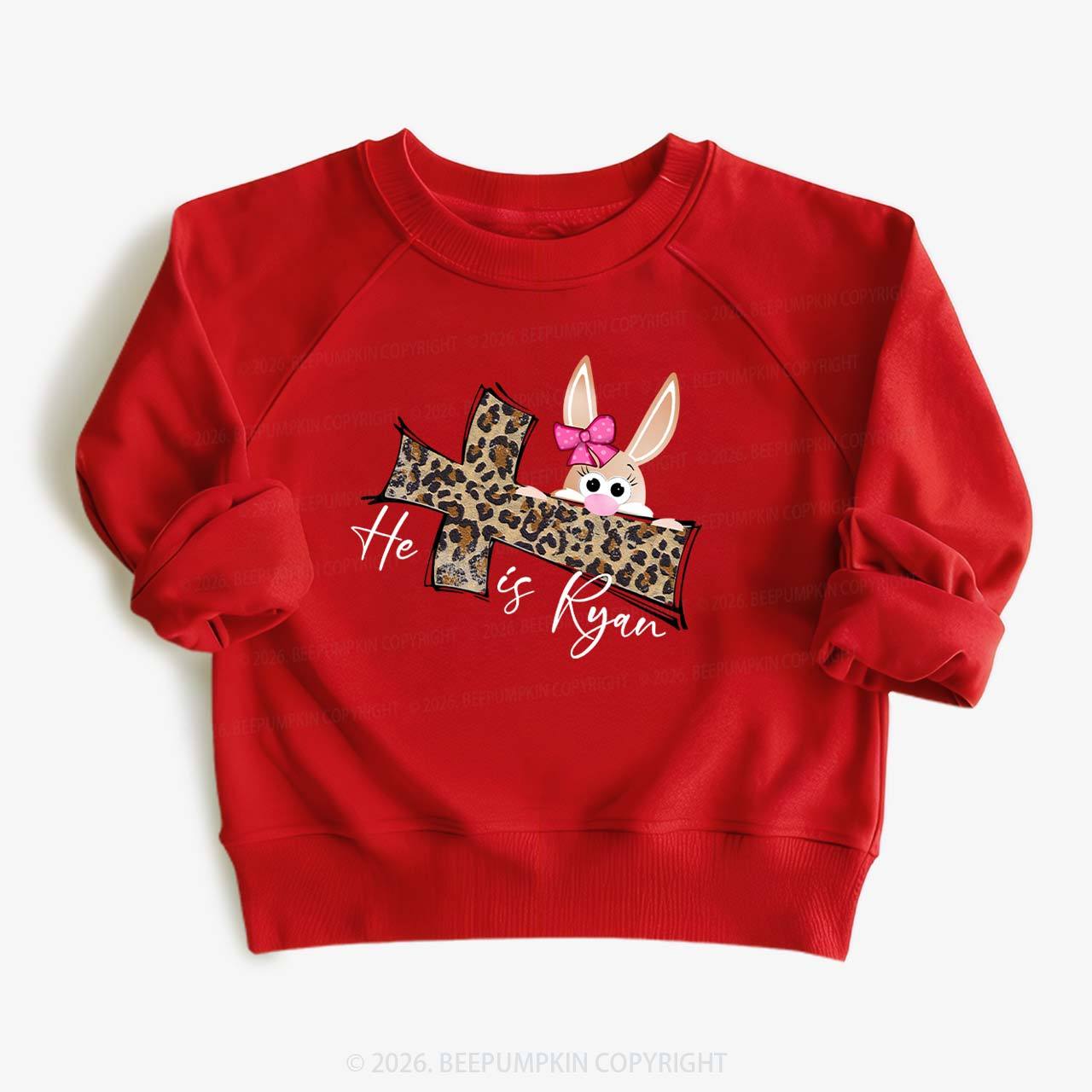 Faith Bunny & Leopard Cross Kid's Sweatshirt