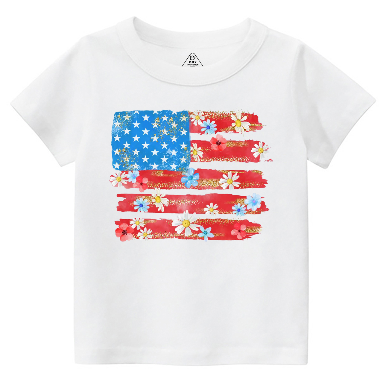Flower American Flag Toddler&Kid's Tees Beepumpkin 