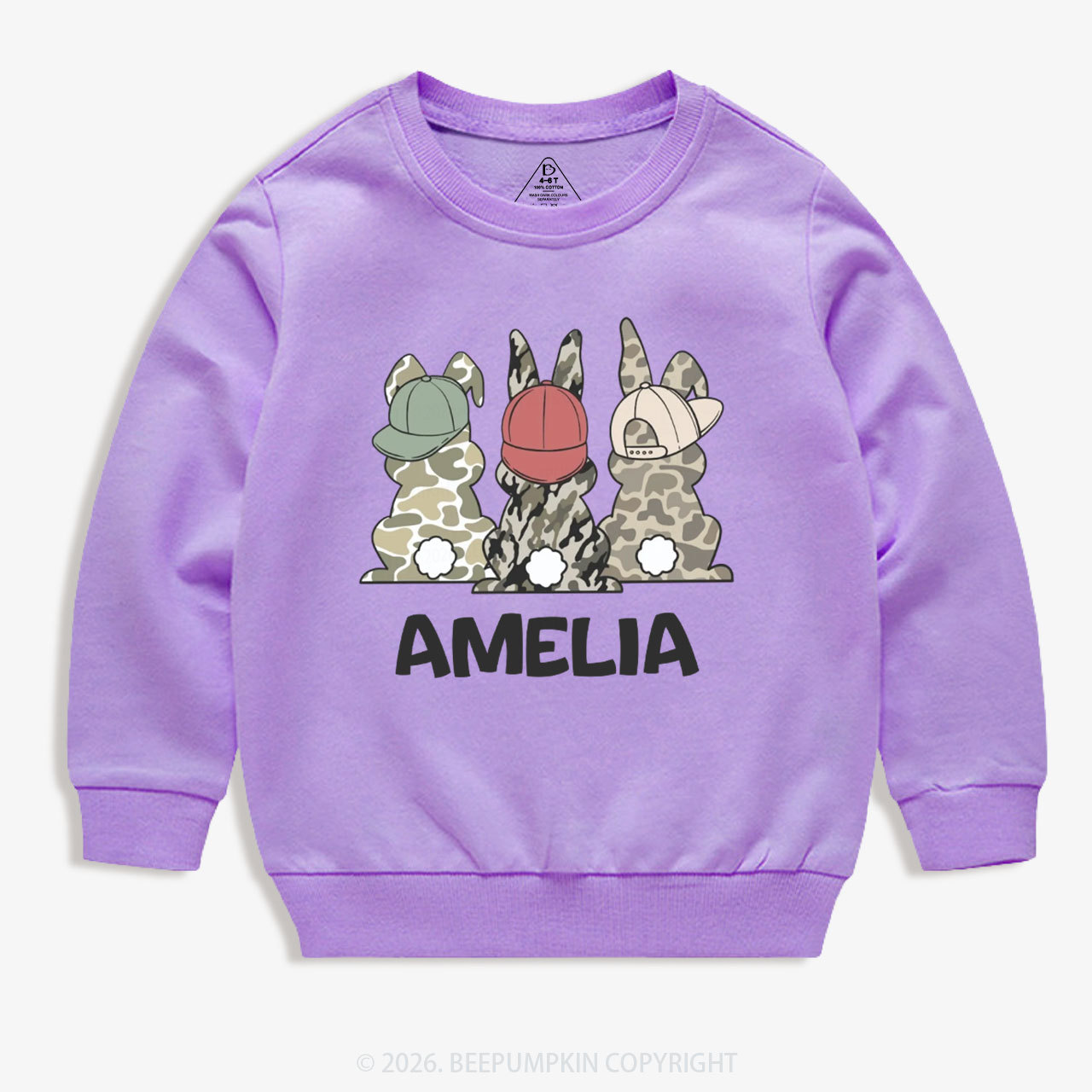 Personalized Camo Easter Bunny Kid's Sweatshirt