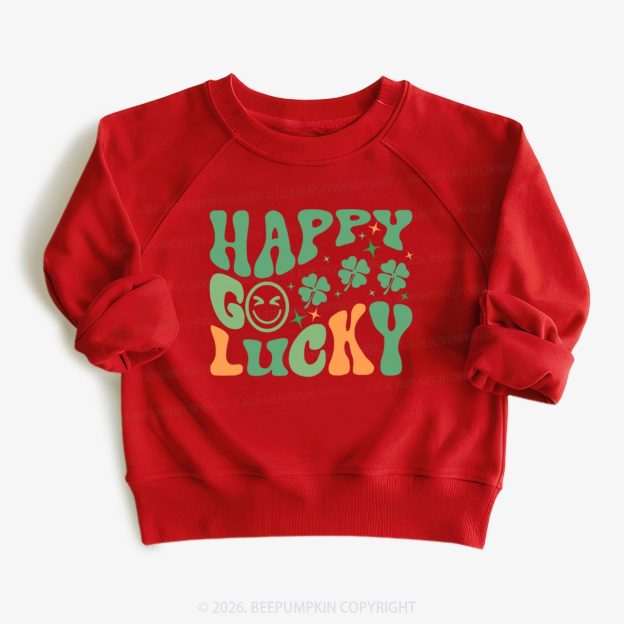 Happy Go Lucky Retro Kids Sweatshirt