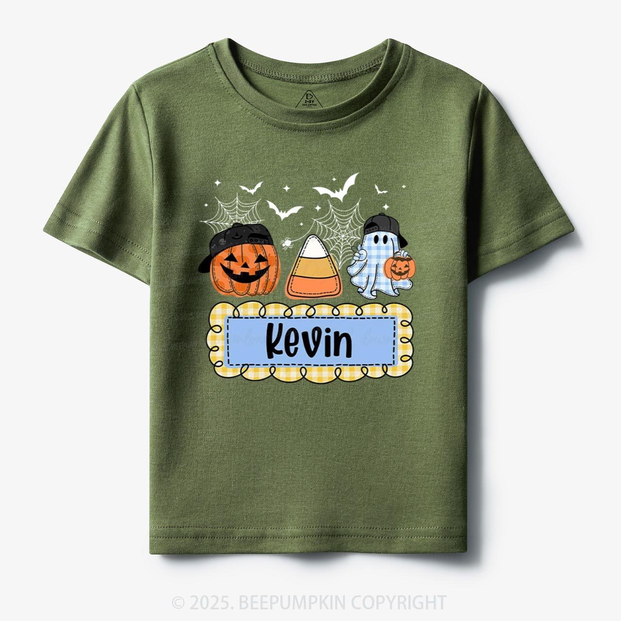 Personalized Halloween Pumpkin and Ghost with Bow Ball Cap Toddler&Kid's Tees Beepumpkin